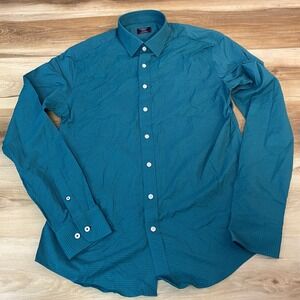 UNTUCKit Langhorne Shirt Mens Medium Tall Slim Fit Green Micro Check